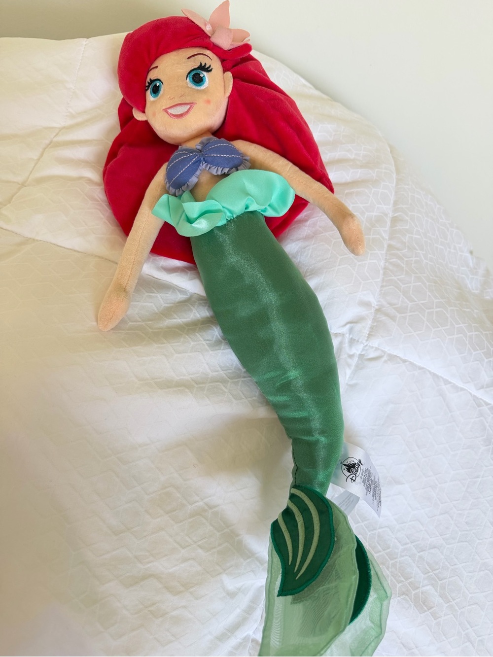 Disney Ariel Plush Mermaid Doll - Red Hair, Green Tail, Aqua Top